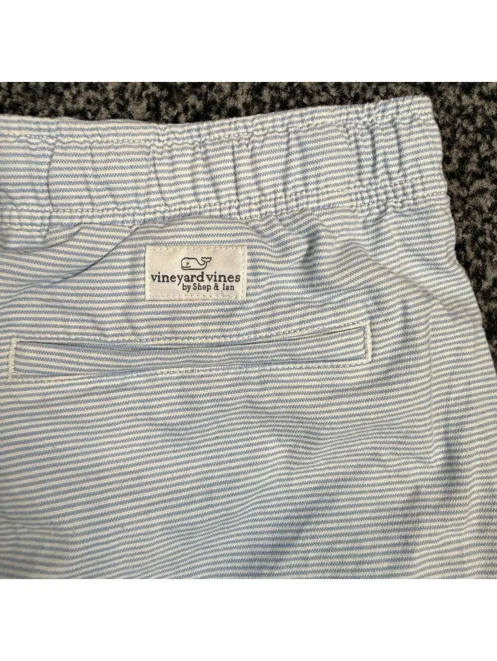 Vineyard Vines white with thin gray vertical stripes shorts, kids xl
